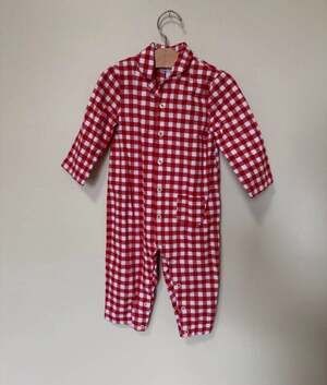 The Little White Company Red Gingham Long Sleeve Romper